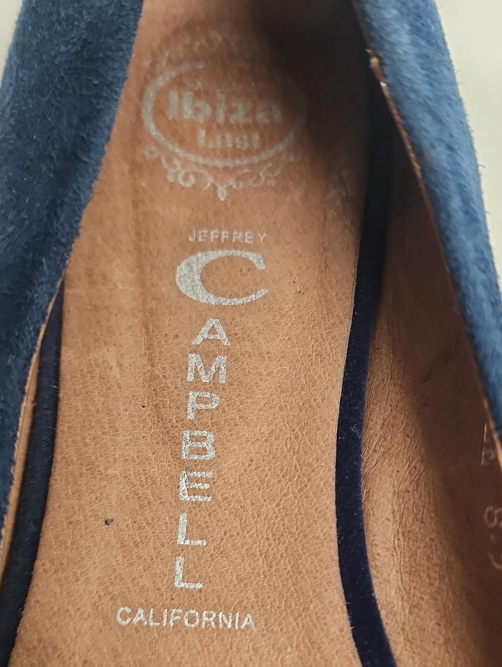 Jeffrey Campbell Deep Navy Suede Pointed Toe Flats with Leather Trim Size 8.5 - Picture 5 of 10